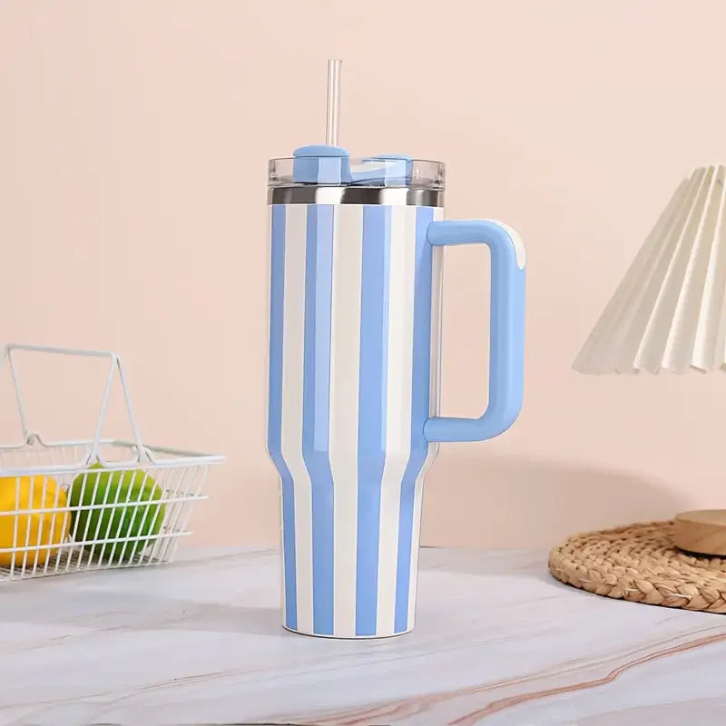 40oz Thermal Bottle With Straw Handle and Lids Drinkware Hot Cold Stainless Steel Thermos Portable Car Coffee Cups Thermal Mug