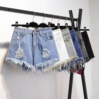 Large Size High - Waisted Denim Shorts for Women Summer | SAMAG