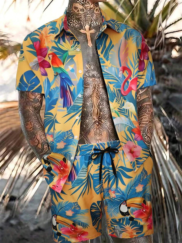 Men's New Hawaiian Short-Sleeved Shirt Shorts Set Summer | SAMAG