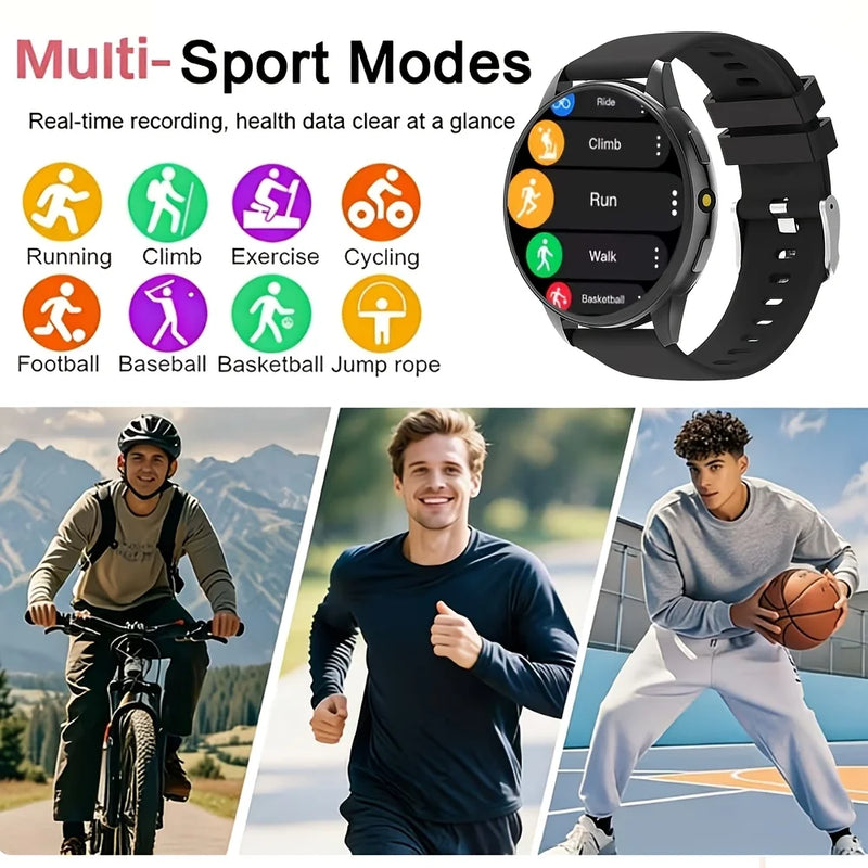 New 2026 Model, Fashionable Round Smartwatch, Full-Touch HD Screen, Wireless Calling, Multiple Sports Modes, Music Control