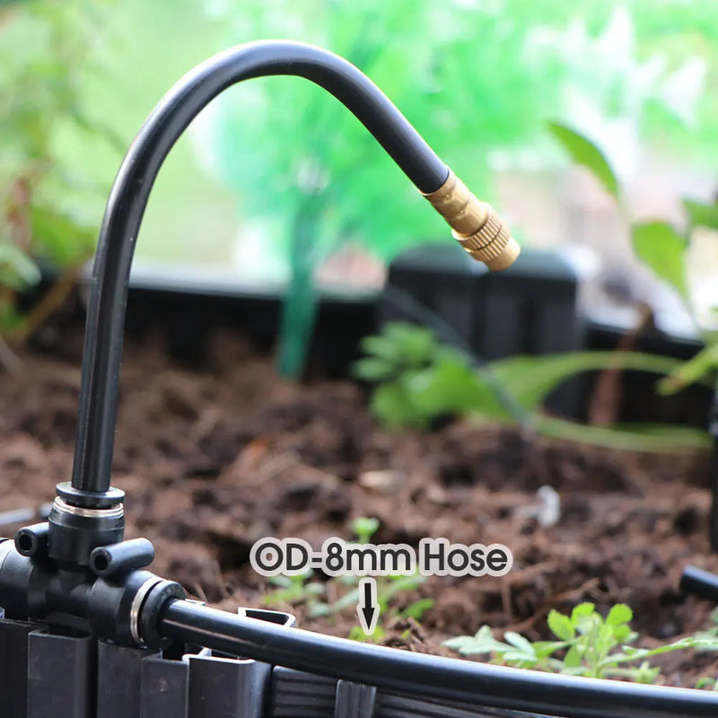 Garden 5-30M 8mm PE Hose 20cm 360° Bending Brass Nozzle Spray Kit Atomized Automatic Irrigation Equipment Plants Mist Wateriing
