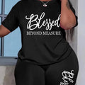 Plus Size Sets for Women Summer 2 Pieces Blessed Printed Offers and Liquidation Everything Cheap Elegant Women's Sets Short Sets