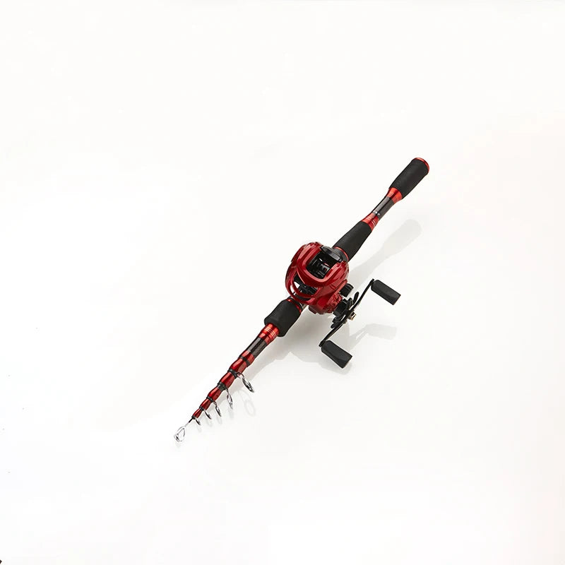 DEUKIO Fishing Rod Reel Combo 1.8M 2.1M 2.4M Carbon Fiber Casting Rod and 7.2:1 Gear Ratio Left Handle Baitcasting Reel