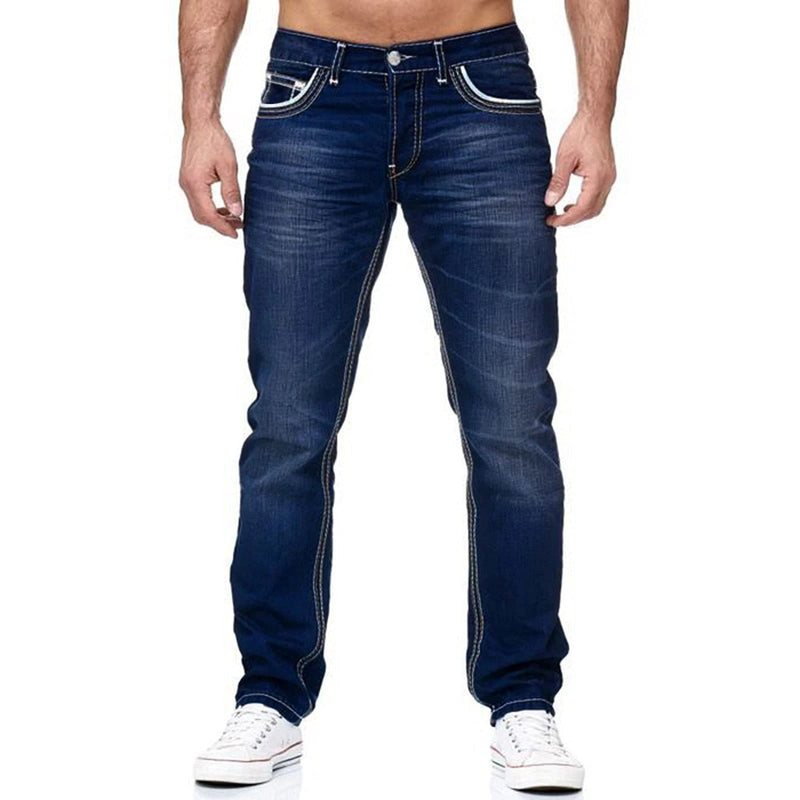 Straight Jeans Men Washed no hole Spring Summer Boyfriend | SAMAG