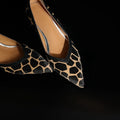 Women's New Genuine Leather Sheepskin Leopard Print Horsehair Pointed Gold-Plated Heel Spring and Autumn High Heels Work Shoes