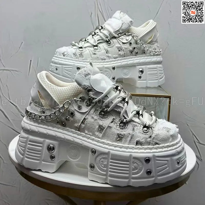 2026 Summer New Men's Punk Style Platform Heightening Niche Personality Fried Street Fashion Dad Shoes