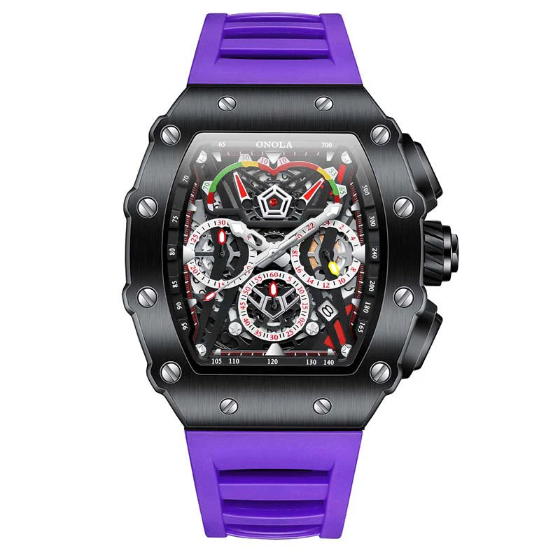 Sports Men's Watch ONOLA Luxury Fashion Fully Automatic Mechanical Watches men Unique Design Waterproof Tape Watch Wristwatch
