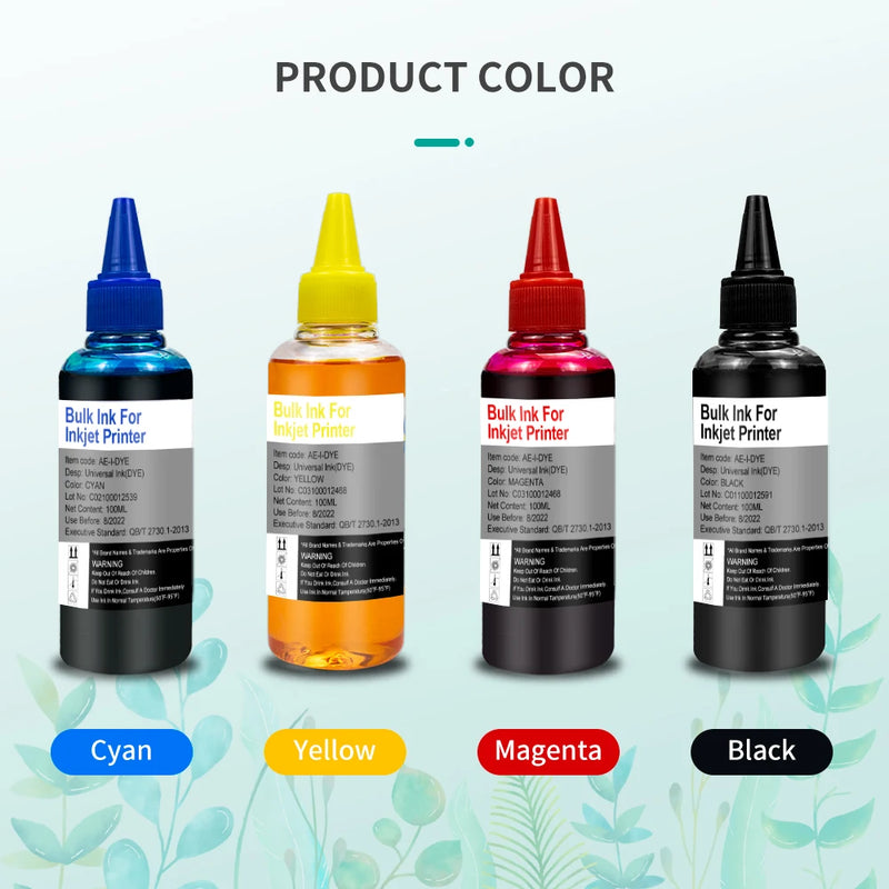 Printer Refill Dye Ink Kit for HP 305 303 302 Ink Cartridges CISS Compatible for HP Canon Epson OfficeJet Deskjet Printers