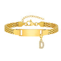 Vnox A-Z letters Baby Bracelets, Stainless Steel Strap Chain for Kids With Cute Letter Blank Bar, Children Jewelry Gift