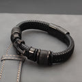 Dark Series Men's Leather Cross Bracelet New Fashion Hand-woven Rope Multi-layer Combination Stainless Steel Male Jewelry Gift