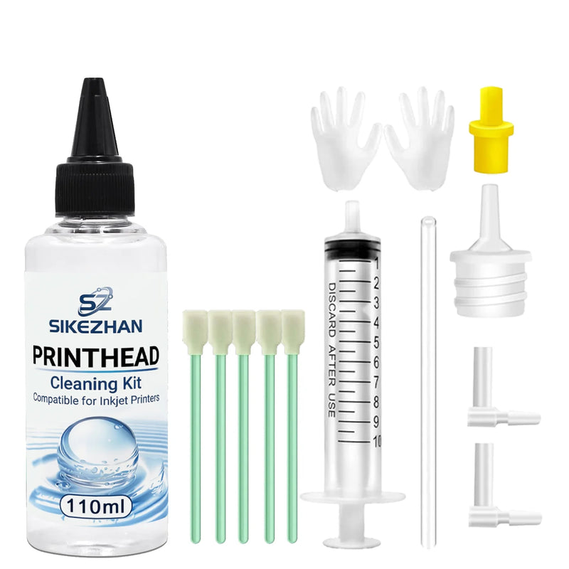 110ml Printhead Cleaning Kit SIKEZHAN Liquid Cleaner Solution Set for All Inkjet Printers Unclog Clogged Nozzle Tools