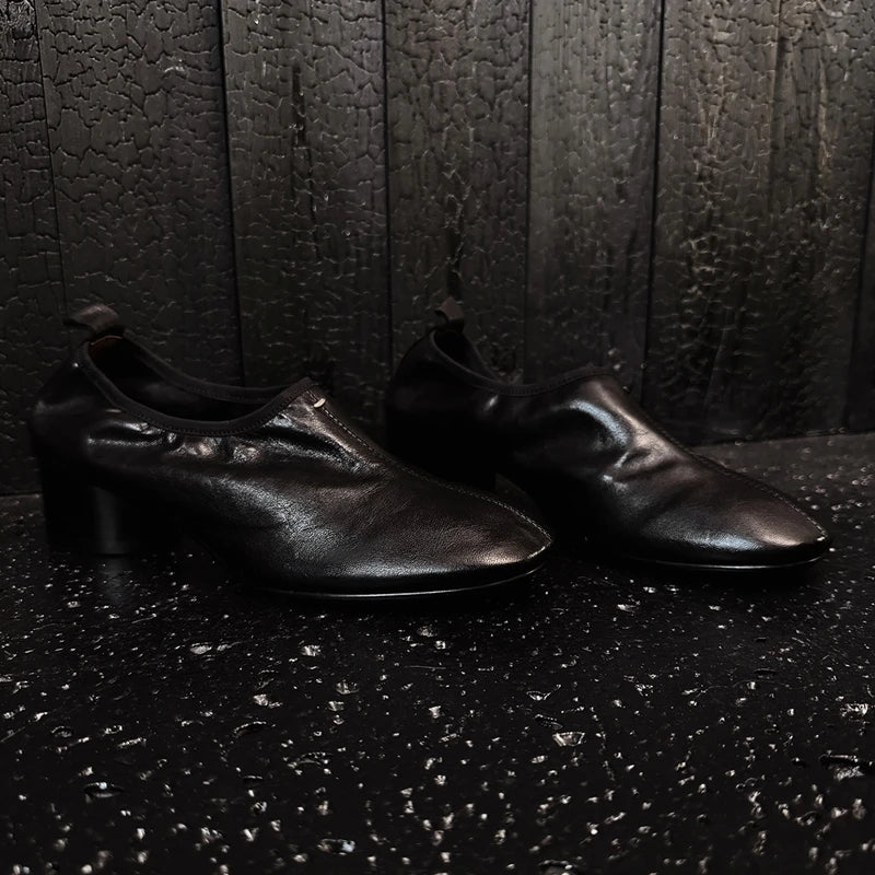 AIYUQI 2026 New Women's High Heels Chunky Heel Low-Cut Slip-On female Shoes Comfortable and Soft Spring Women Leather Shoes