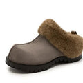 2026 Autumn Winter New Women Round Toe Flannel Closed Toe Slippers Retro Platform Slippers Plush Warm Non Slip Outdoor Slides