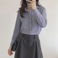 AOSSVIAO 2026 Spring Autumn Classic Striped Woman Blouses Shirt Lady Long Lantern Sleeve Stand Collar Loose Blusas Tops