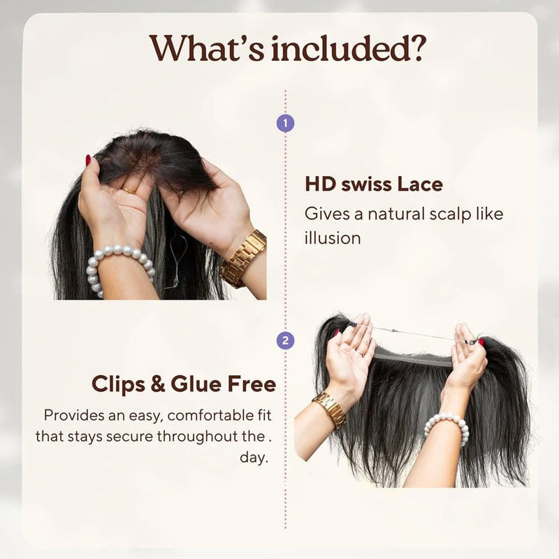HD Lace Hairline Topper for Receding Hairline, Forhead Human Hair Topper with Elastic Band Ear to Ear Lace Frontal Extension