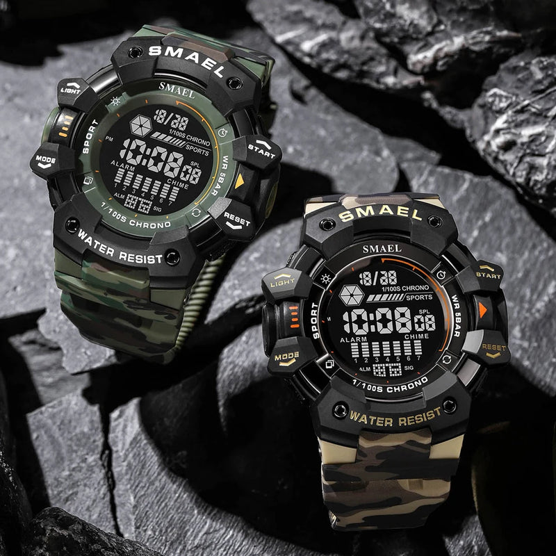 SMAEL Luxury Stopwatch Electronic Watch Men's Fashion Outdoor Countdown Army Military Men Student Alarm Digital Wristwatches