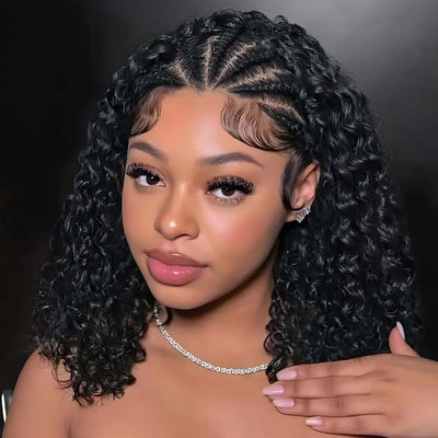 Cornrow Braid Bob Wig Deep Curly Brazilian Human Hair | SAMAG