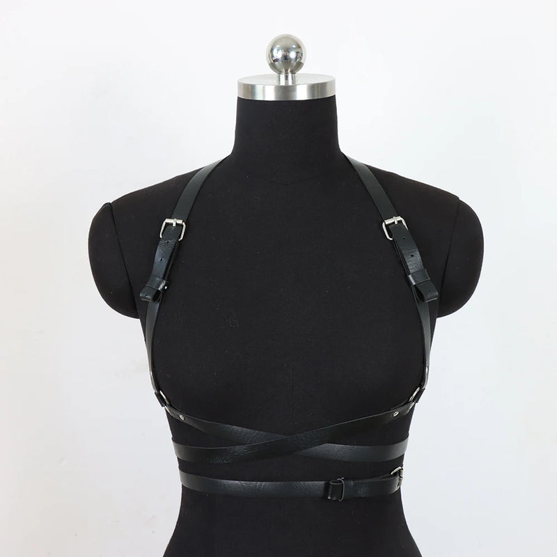 Women Leather Harness Straps Belt Sexy Lingerie Adjustable Body Bondage Bra Goth Harajuku Suspenders - Visuel 5 | SAMAG