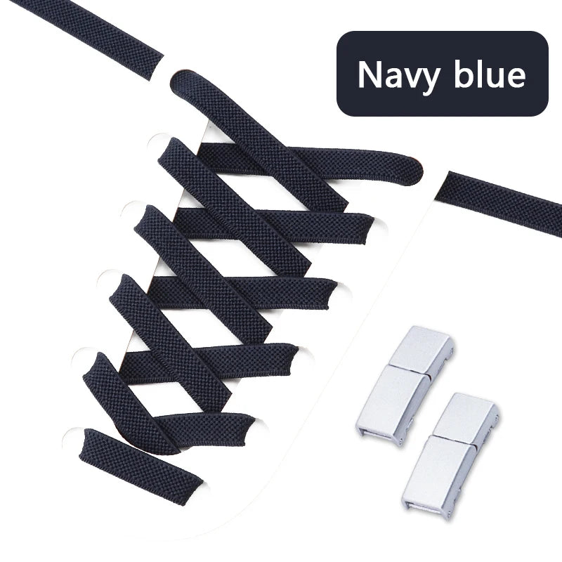 Magnetic Lock Shoelaces Without ties 8mm Wide Flat Elastic Laces Sneakers Tennis No Tie Shoe laces Easy Use Shoes Accessories