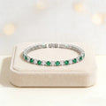 Stylish and Simple 925 Sterling Silver White and Green 4mm Zircon Tennis Bracelet Versatile Jewelry | SAMAG