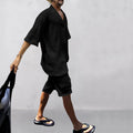 Men's Summer V-neck Jacquard Short Sleeve & Set Textured | SAMAG
