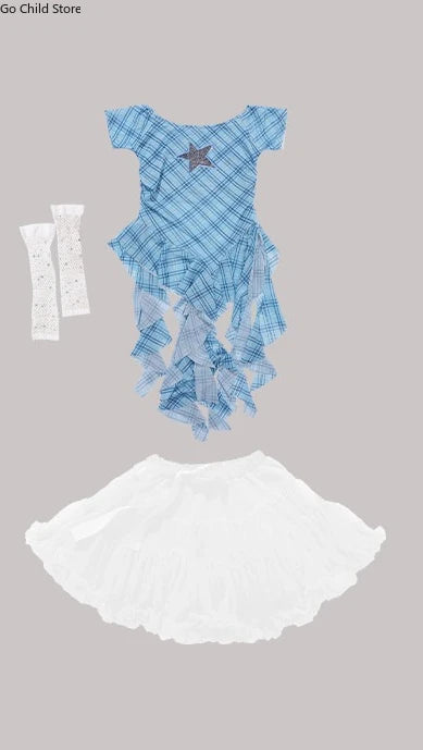 Girls K - pop Off Shoulder Crop Top Tutu Skirt Kids Hip Hop - View 16 | SAMAG