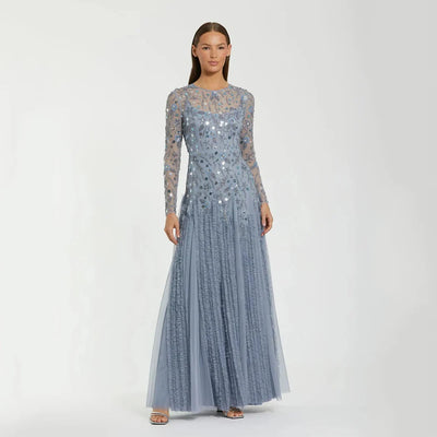 Customized Gray Tulle Evening Dress Scoop | SAMAG