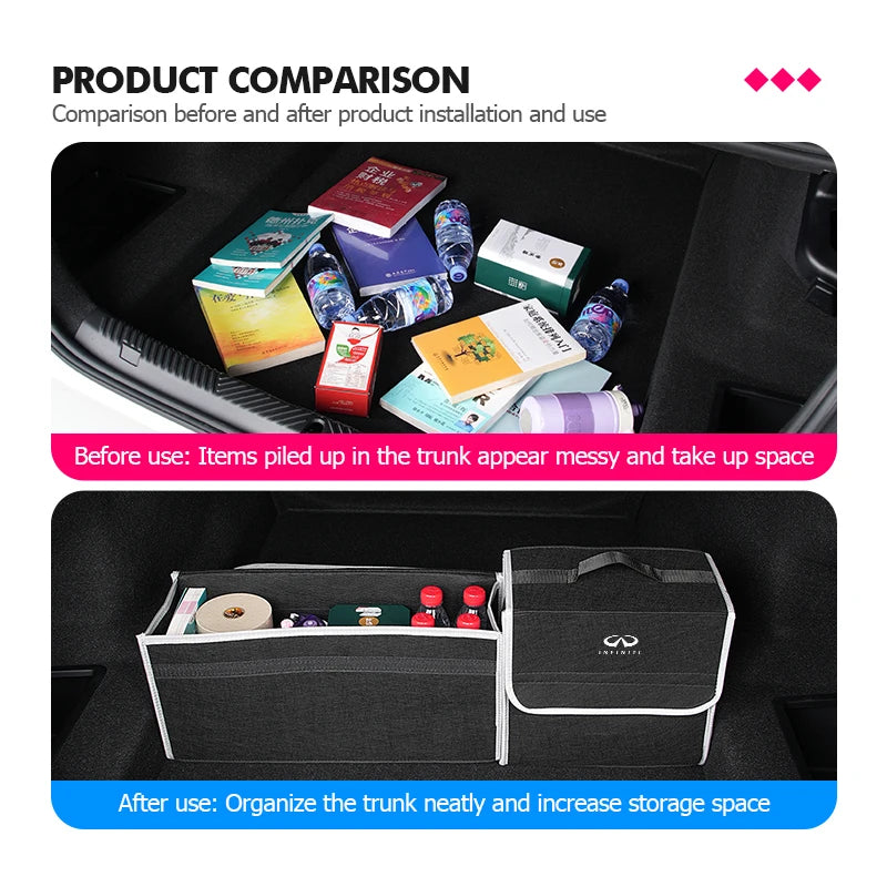 Car Trunk Storage Large Capacity Stowing Tidying Organizer Box For Infiniti Q70L QX50 Q50 QX30 QX60 QX80 Q60 Q30 QX70 Q70 G37