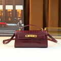 French Crocodile Trendy Solid Color Handbag Women's Classic Versatile Boston Bag