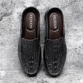 Summer Classic Half Shoes men Genuine Leather Crocodile pattern man Half Slippers Casual Outdoor Mules Non-slip Moccasins hombre
