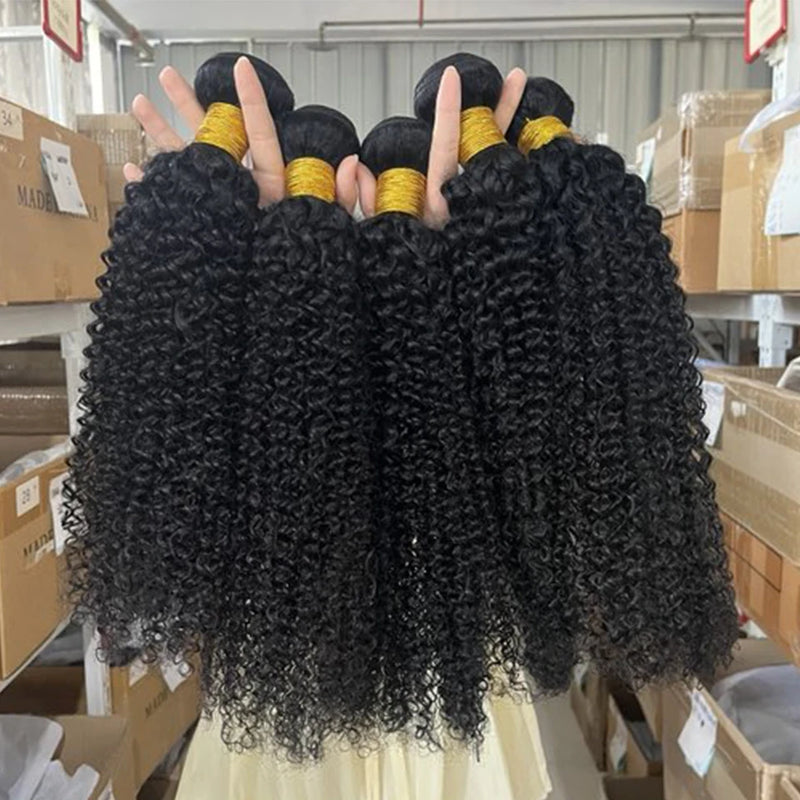 Vietnamese Kinky Curly Hair Bundles Human Hair Unprocessed Raw Virgin Human Hair Bundles 2/3/4 PCS Double Weft Hair Extensions Brazilian Remy Human Hair Bundles Natural Color Bundles for Women Daily Use Birthday Holiday Gift