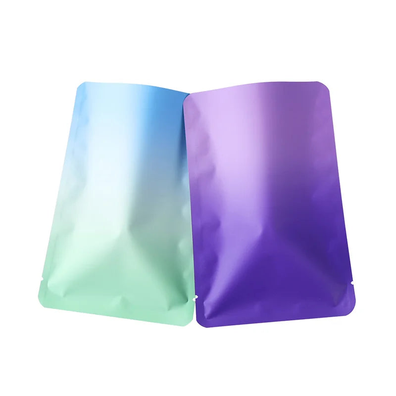 100PCS Aluminum Foil Open Top Heat Sealed Bag, Food Grade Gradient Color Storage Bag, Batch Small Packaging Bag, Customizable Lo
