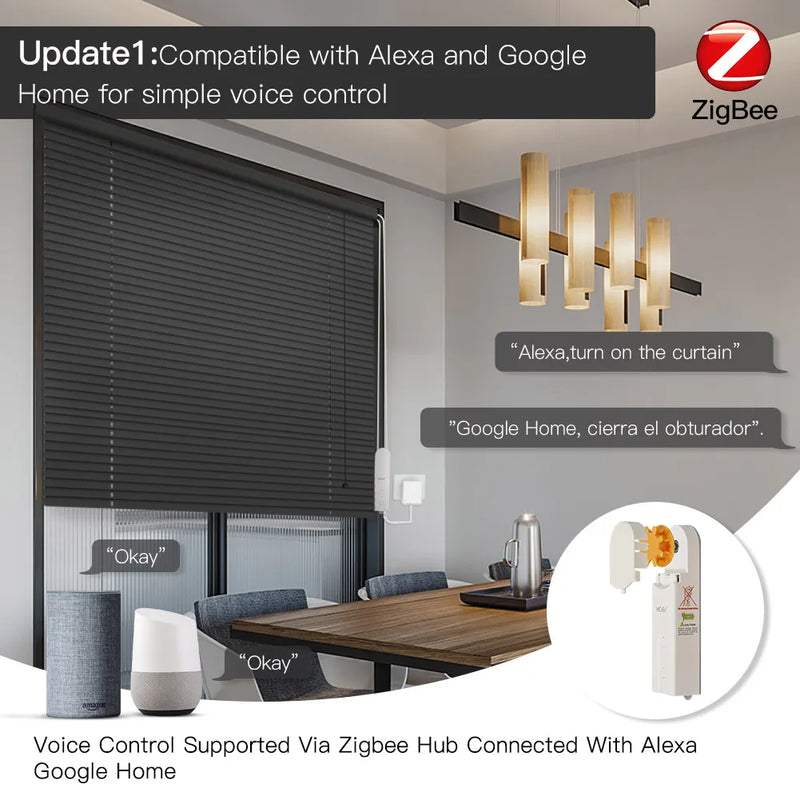 MOES ZigBee Smart DIY Motorized Roller Blinds/Shades Drive Motor Hub Tuya Smart Life APP Alexa Google Home Voice Control