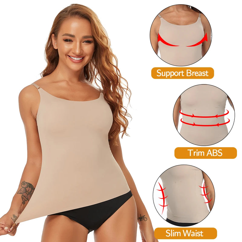Seamless Shapewear Tank Tops Camisole Women Tummy Control Smooth Compression Vest Nude Black Women Clothing