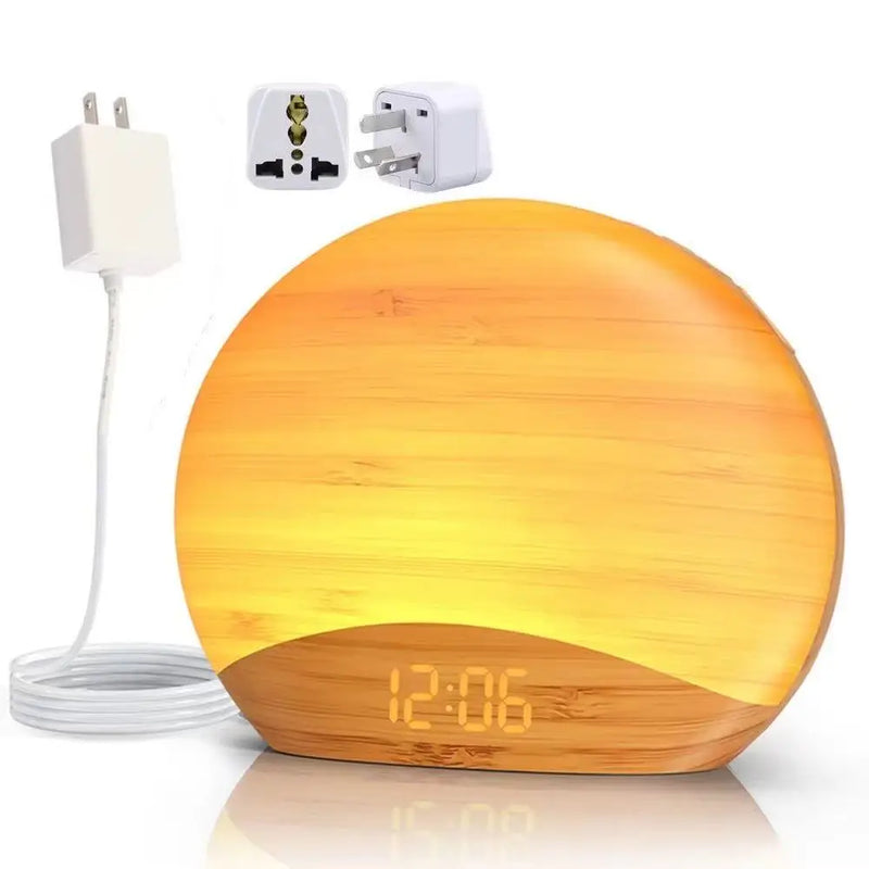 Awakening Wake Up Sunrise Alarm Clock Table Clock Dimmable with 3 Ring 8 Nightlight 26 Sound Sleep Timer Night Light