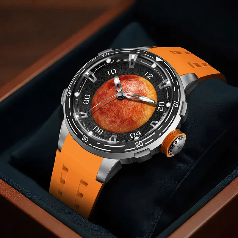 PINDU Design Original New Brand Wristwatches Miyota 8215 Planet Theme Series Mechanical Watch Men's Curved - Visuel 4 | SAMAG