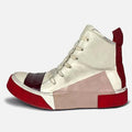 Retro Mixed Color Men Ankle Boots Handmade Genuine Leather High-top Men Sneakers Dark Black Street Style Fashion Men Flat Shoes