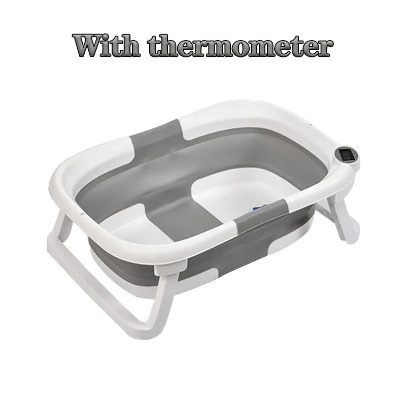 Baby Bathtub Real-time Temperature Silicone Non-Slip Foot Bath Bucket Folding Bathroom With Temperature Sensing