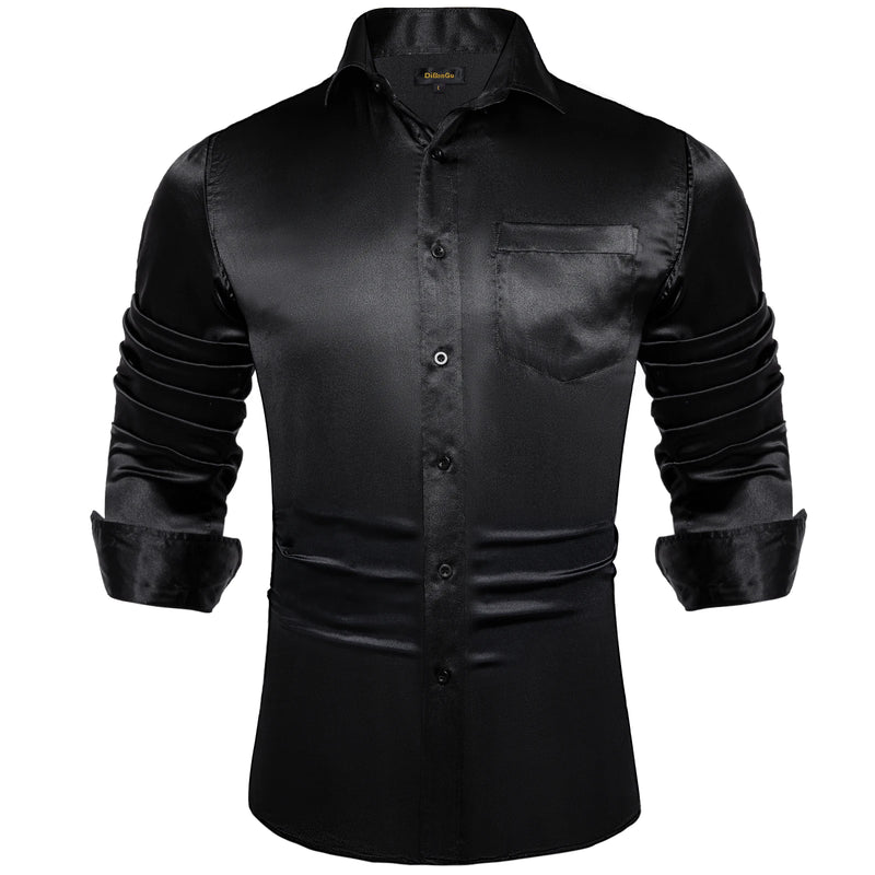 Solid Satin Shirts for Men Sage Green Black Yellow Red | SAMAG