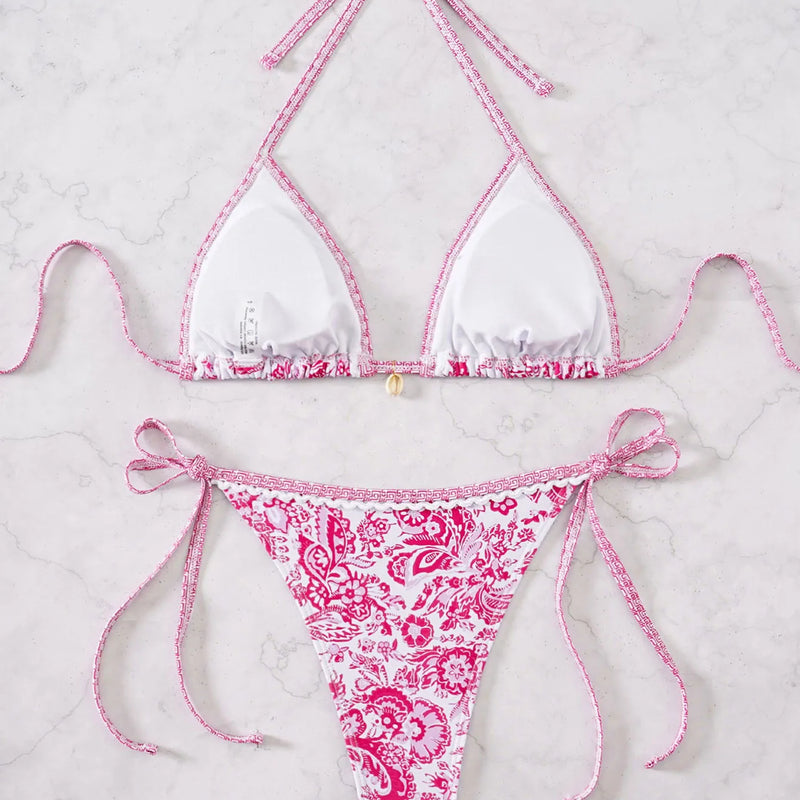 Women's Two Piece Bikini Set 2025, Sexy Triangle Push Up Swimsuit, Floral Print Bathing Suit, Beach Swimwear