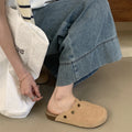 Suede Women's Clogs with Adjustable Strap Cork Footbed Leather Mules with Arch Support Unisex Outdoor Clogs Potato Shoes