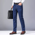 Men's fashion business jeans classic style casual elastic slim fit denim pants black blue - View 3 | SAMAG