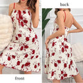 Sexy Women's Floral Print Ribbed Slip Dress Spaghetti | SAMAG