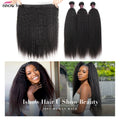 Ishow Kinky Straight Bundles Brazilian Yaki Straight Hair Bundles For Women 1/3/4pcs Human Hair Bundles Remy Hair Extension