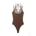Ladies Sexy Slim Bodysuits Women Chic Lace Partwork Sleeveless Fashion Backless Sling Tops Newest Casual Playsuit Outfits Female