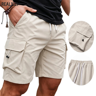 Men's Summer Cargo Shorts Multi-Pocket Drawstring Pants | SAMAG