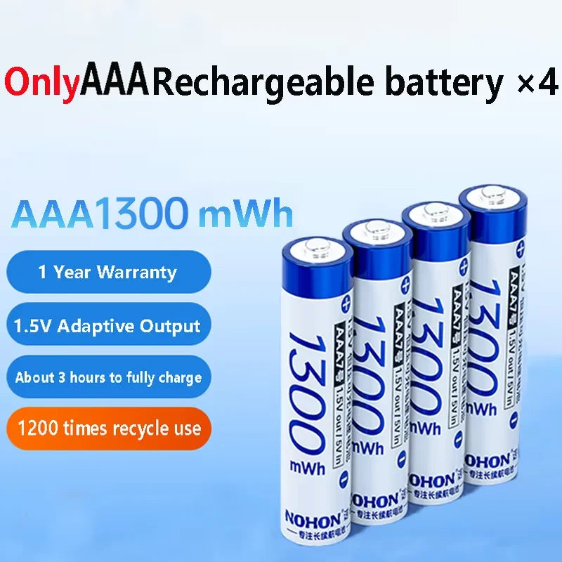 NEW Nohon Rechargeable Battery 1.5V AA 3600mWh AAA 1300mWh Original Li Batteries With Charger for Clock Video Radio Game Camera