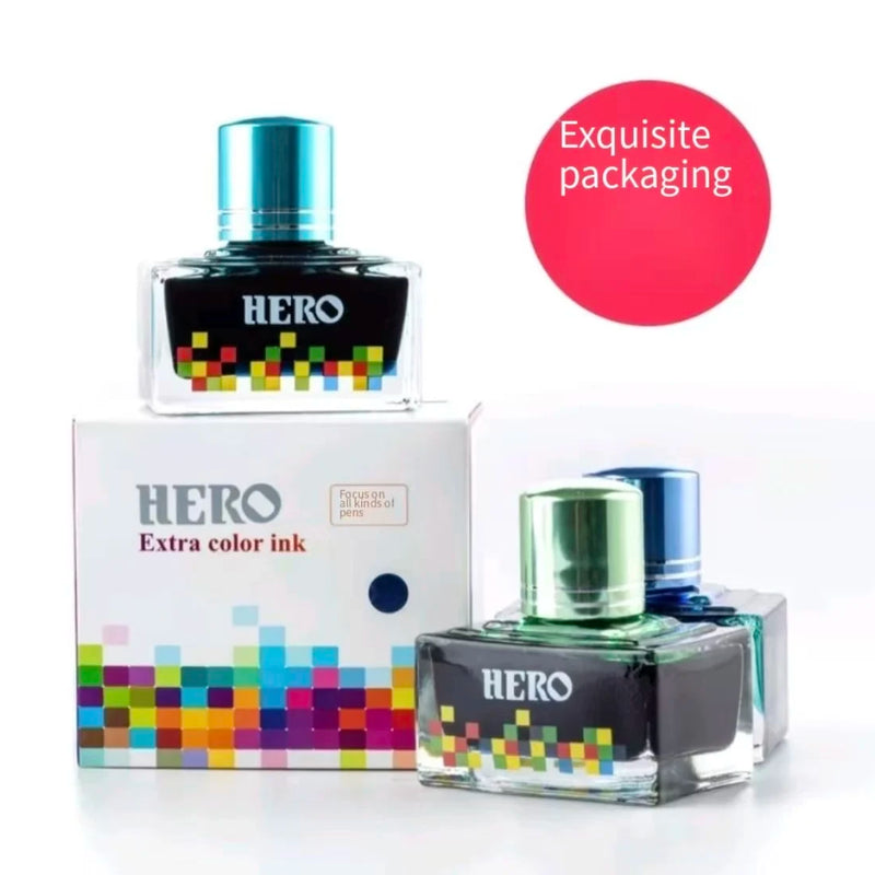 Hero 12 Colors Non-Carbon Ink 40ml Waterproof Quick Dry Fountain Pen Calligraphy Drawing Ink