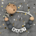 Free Custom Personalized Name Pacifier Clips Handmade Beech Wood Chain Silicone Crown Holder Soother Baby Teething Toy Chew Gift
