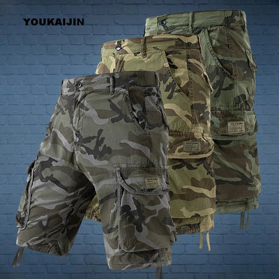 Men's Camo Cargo Shorts Outdoor Multi-Pocket Cotton | SAMAG
